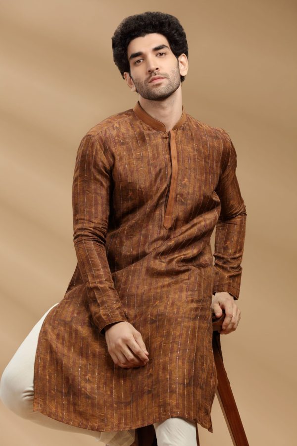 Bronze Yellow Chanderi Silk Kurta Set 90173 - Image 2