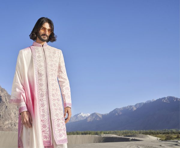 Ivory Pink Sherwani Set 1955 - Image 2