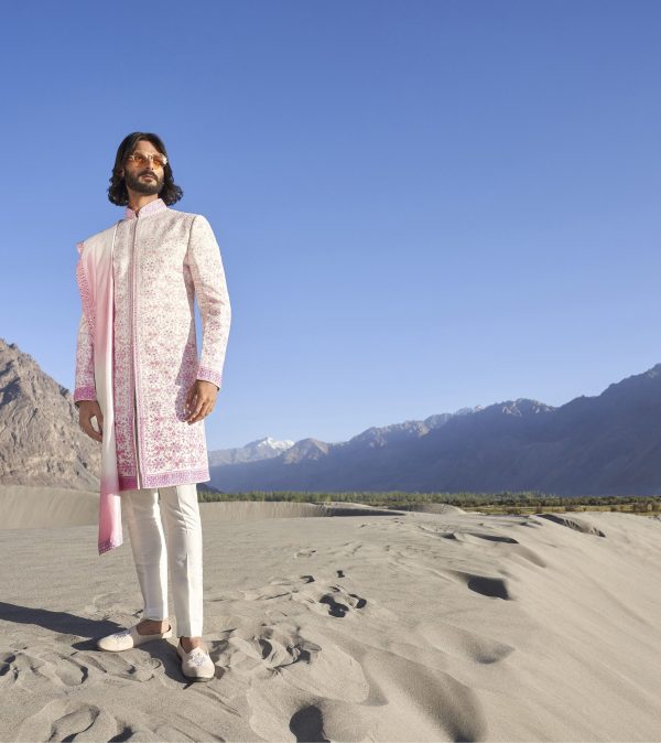 Ivory Pink Sherwani Set 1955