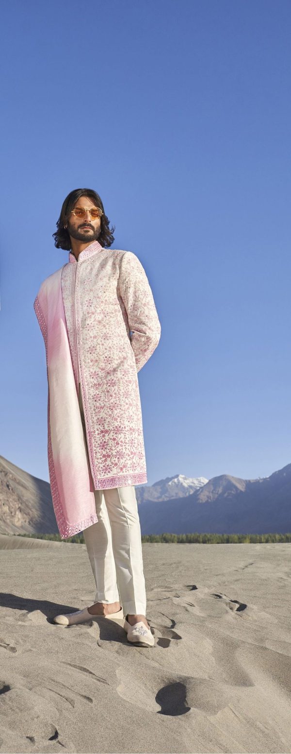 Ivory Pink Sherwani Set 1955 - Image 3