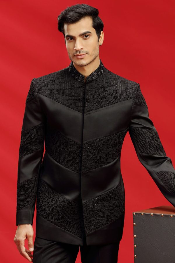 Black color Suiting fabric Jodhpuri 60086 - Image 2