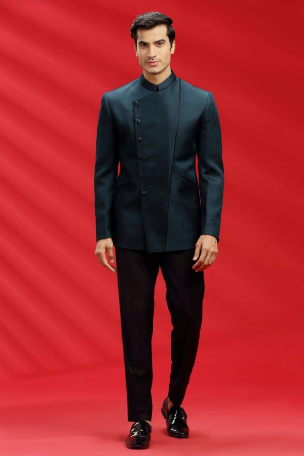 Navy color Jacquard Suiting fabric Jodhpuri 60083