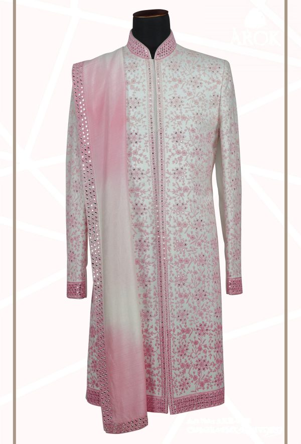 Ivory Pink Sherwani Set 1955 - Image 4