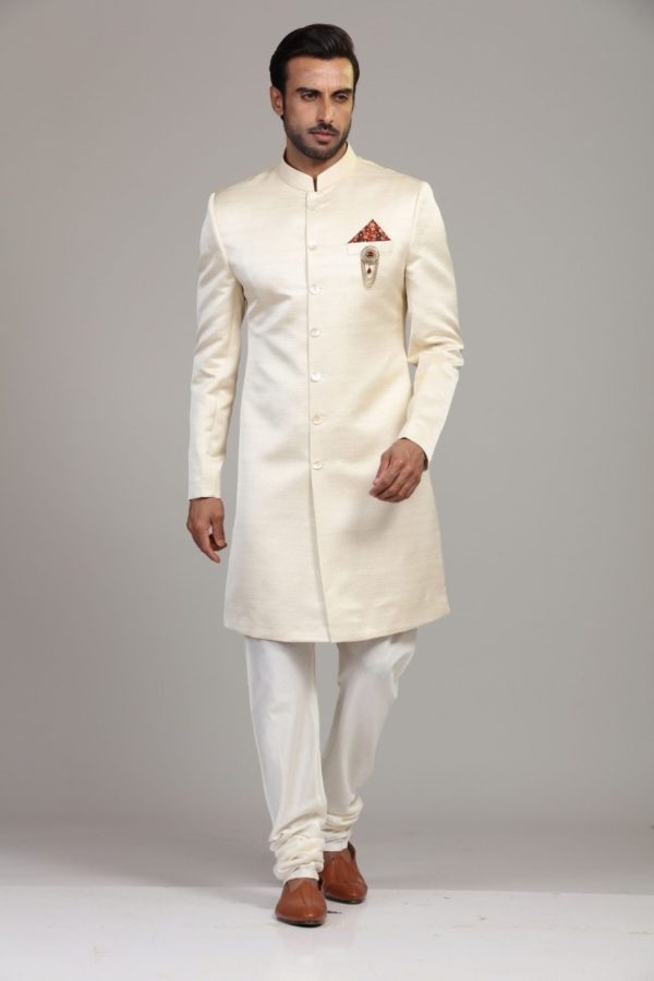 Ivory Cream Classic  Sherwani Set 1261-D