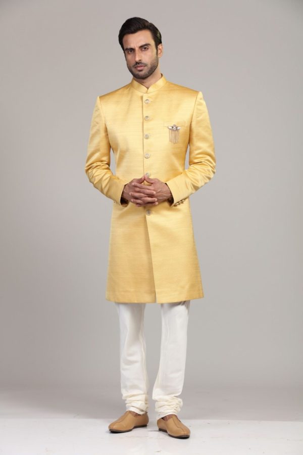 Mustard Yellow Classic  Sherwani Set 1261-B