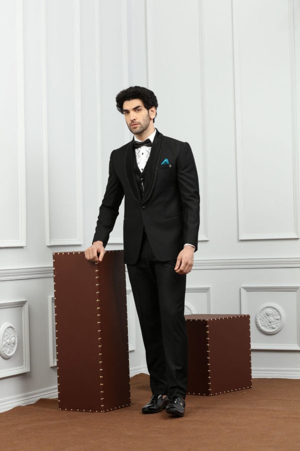 Classic Black Tuxedo Suit With Hand Embroidered 50030