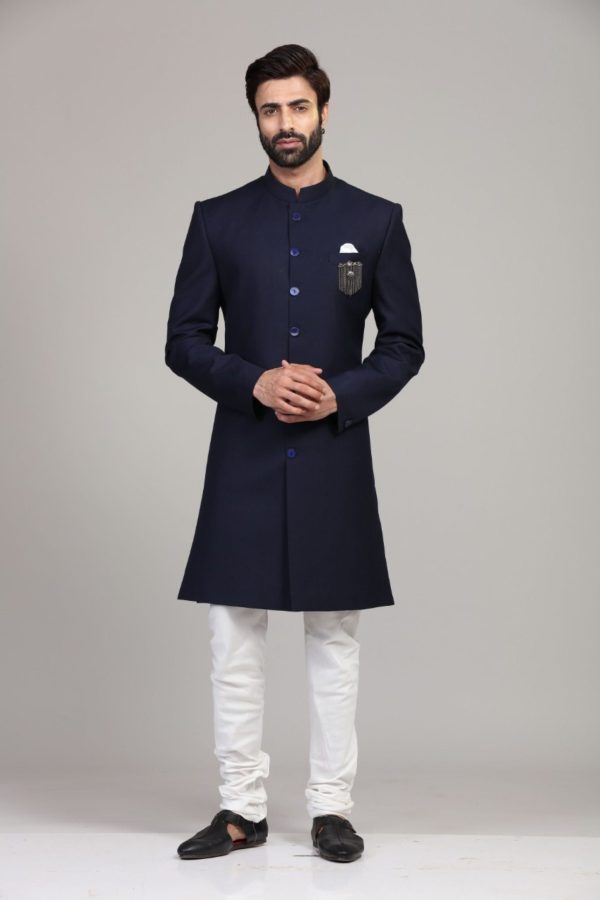 Navy Blue Classic  Sherwani Set 683