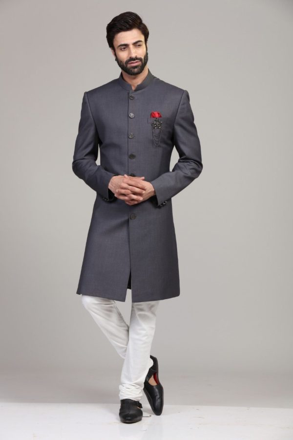 Grey Classic  Sherwani Set 683-A