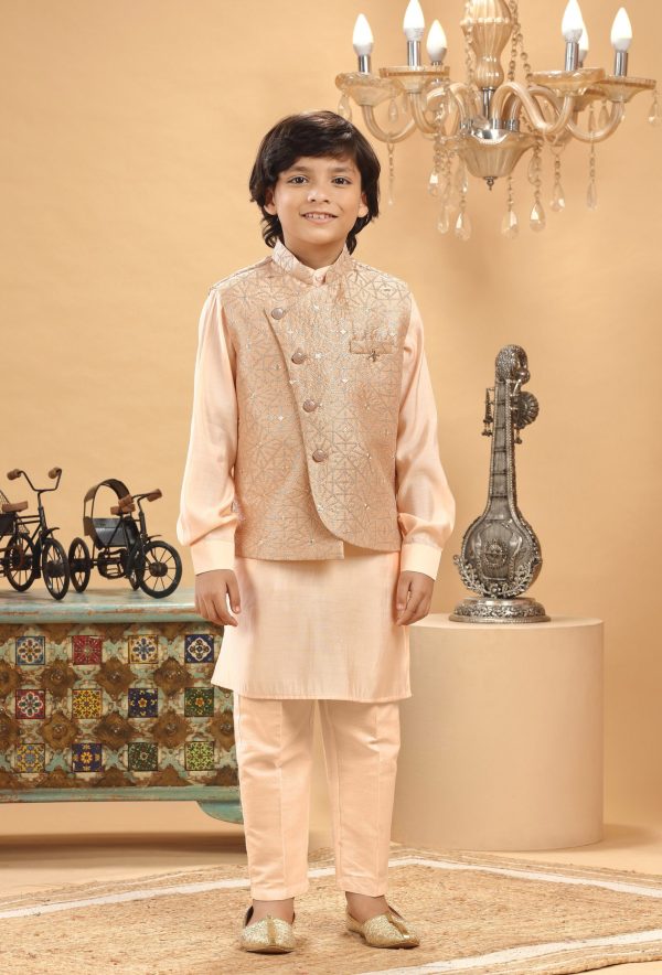 Peach Embroidered Bandi Kurta Set RBK-9052A