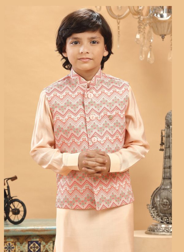 Peach Multi Embroidered Bandi Kurta Set RBK-9060B - Image 2