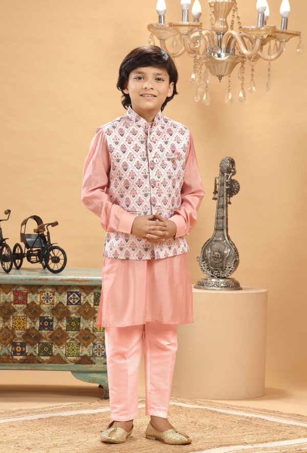 Peach Embroidered Bandi Kurta Set RBK-9030A