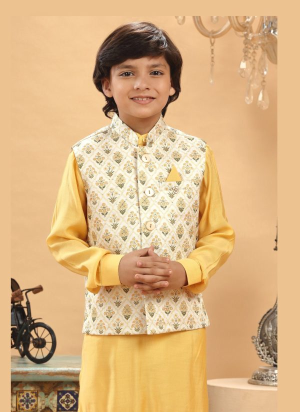 Yellow Haldi Embroidered Bandi Kurta Set RBK-9030B - Image 2