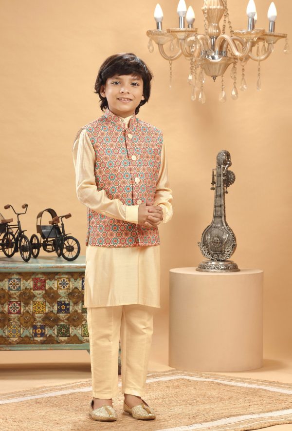 Cream Multi Embroidered Bandi Kurta Set RBK-9050B