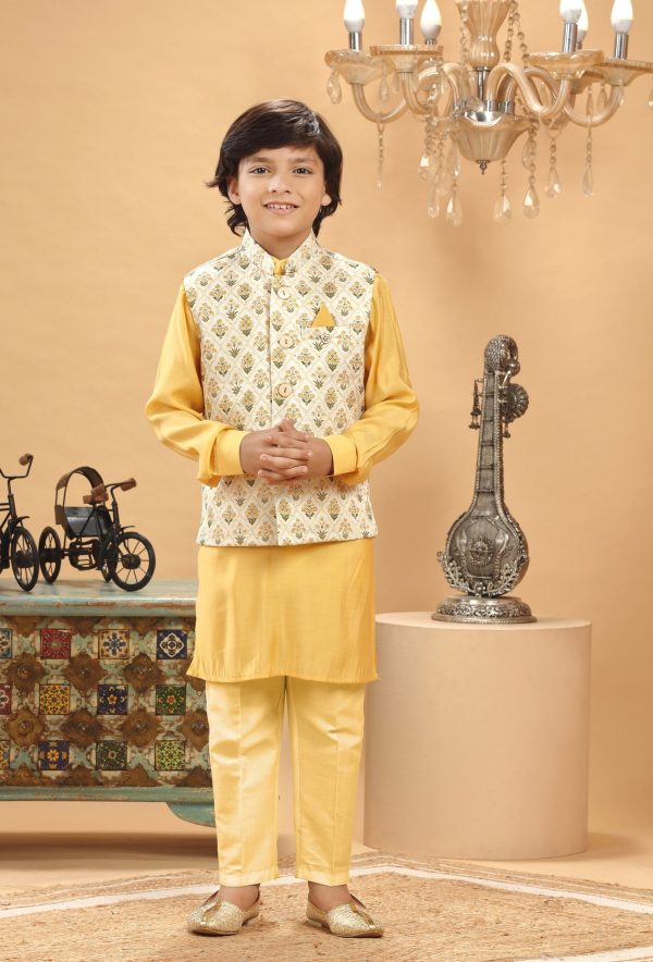 Yellow Haldi Embroidered Bandi Kurta Set RBK-9030B