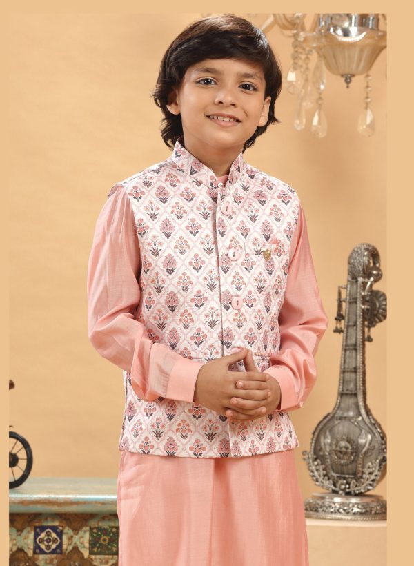 Peach Embroidered Bandi Kurta Set RBK-9030A - Image 2