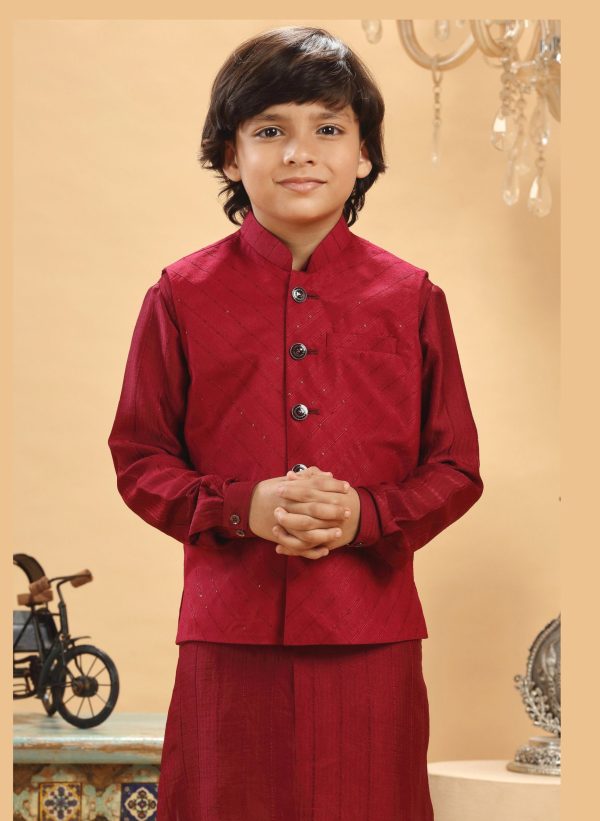 Red Embroidered Bandi Kurta Set RBK-9014 - Image 2