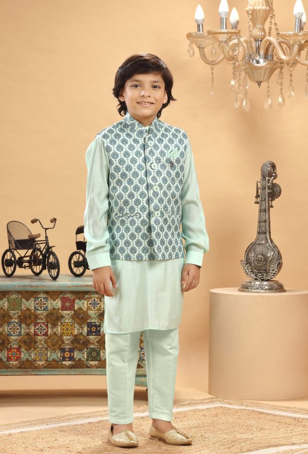 Pista Green Embroidered Bandi Kurta Set RBK-9027A